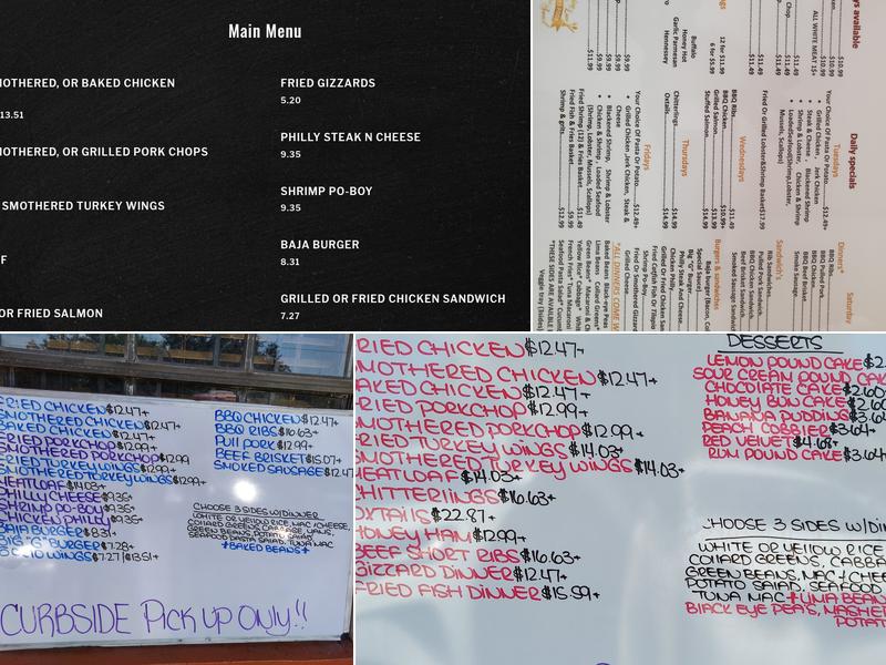 Bajas southern cooking Menu