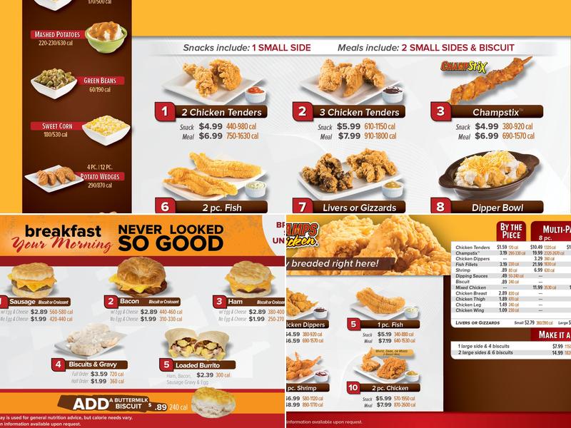 Champs Chicken Menu
