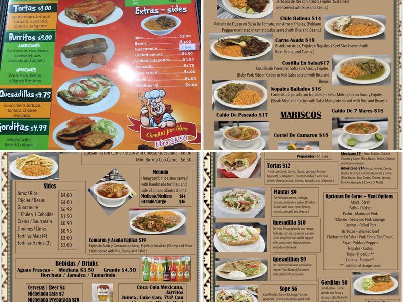 Carnitas El Bajio Authentic Mexican Restaurant Menu