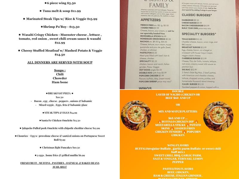 2 Sista’s & Family Menu