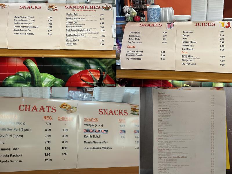 P & D Indian Fast Food Menu