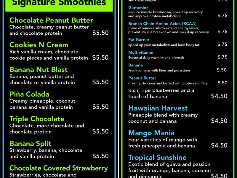 Boost Nutrition Menu