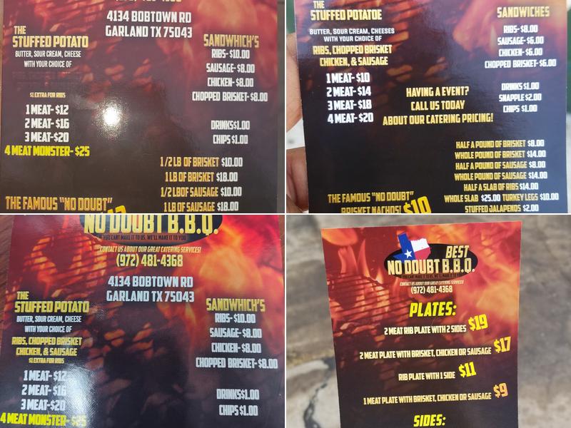 No Doubt B.B.Q Menu