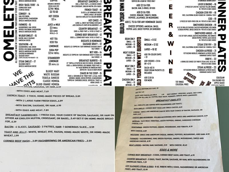 Sugar Creek Restaurant Menu