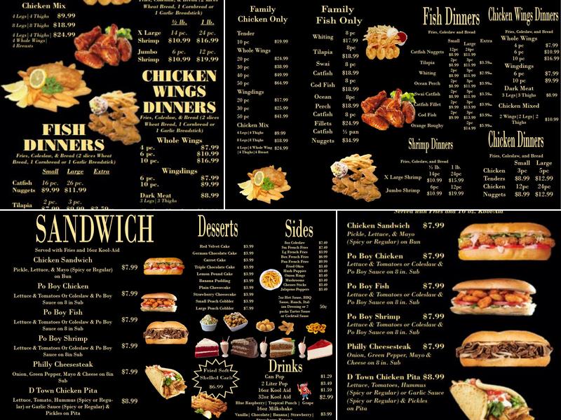 D Town Fish and Soul Food Menu