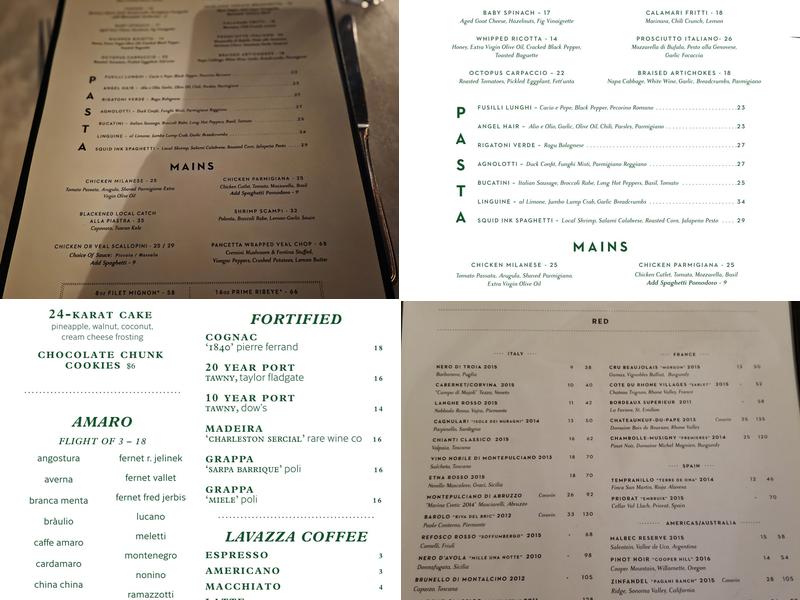 Le Farfalle Menu