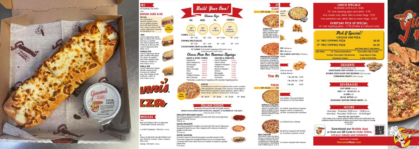 Giovanni's Pizza Menu