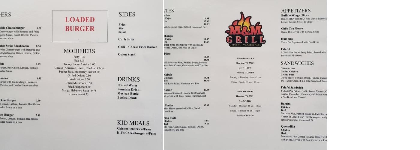 M&M Kitchen Menu