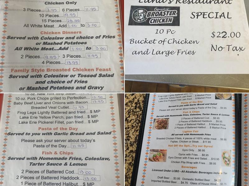 Edna's Restaurant Menu