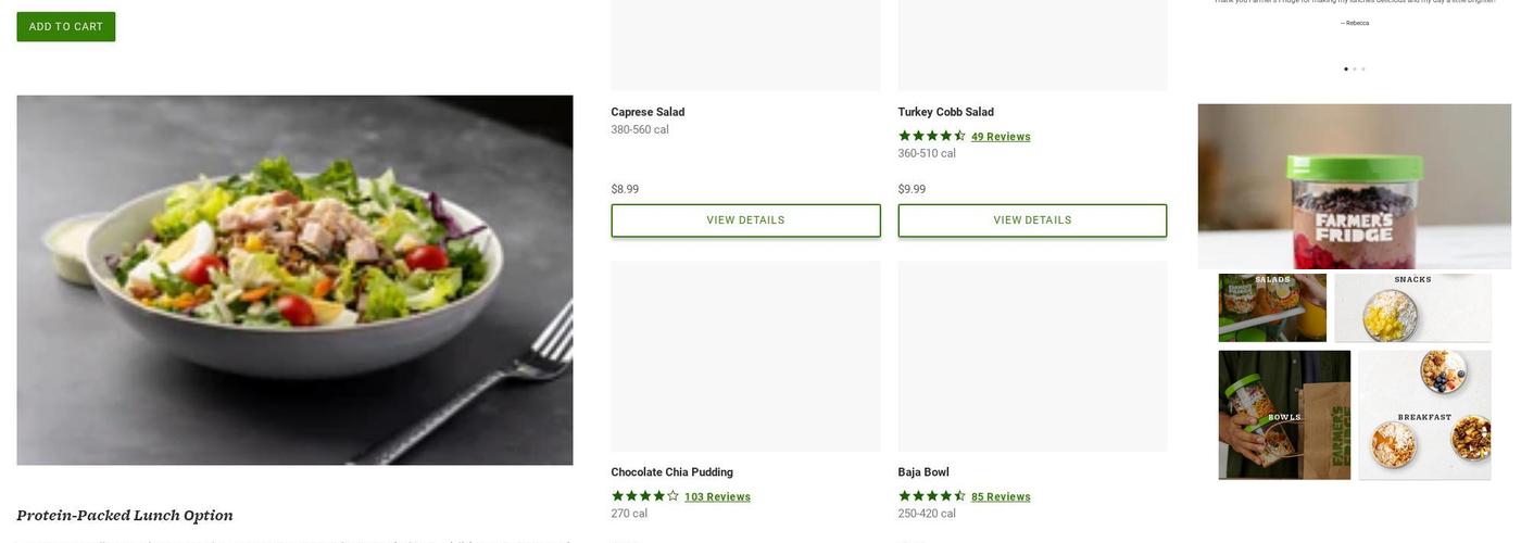 Farmer's Fridge Menu