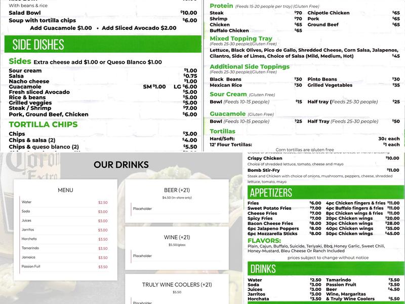 Fresh Baja's Mexican Grill Menu