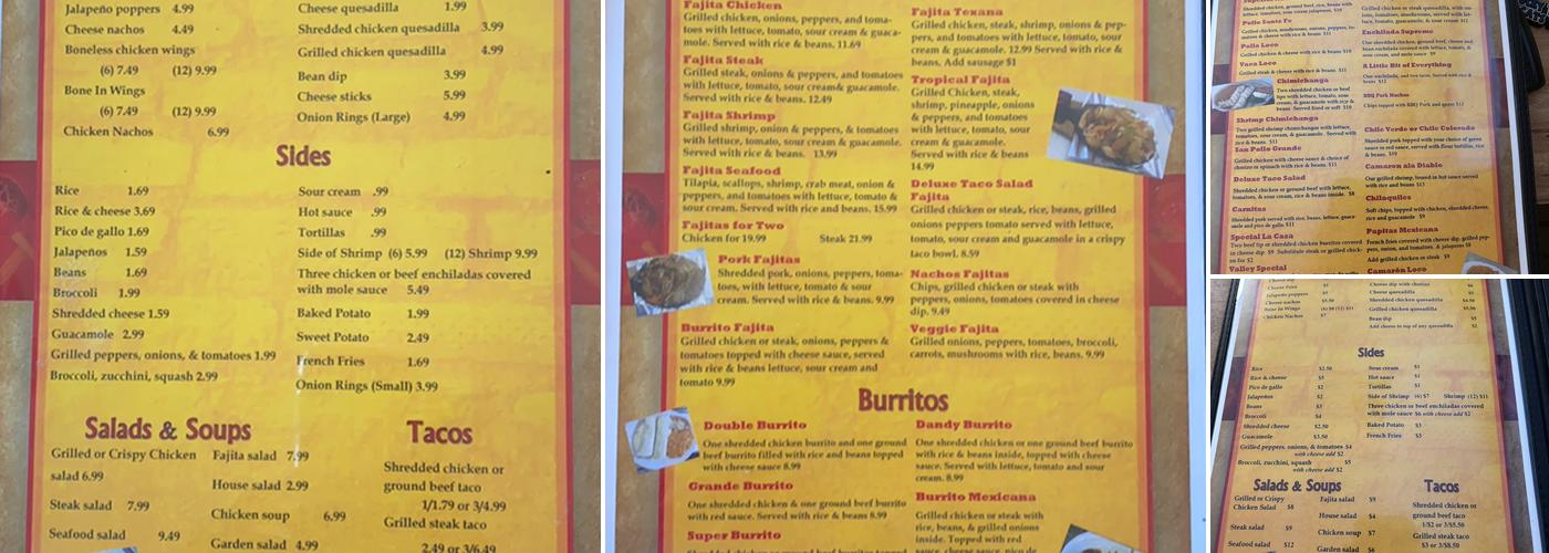 Mi San Felipe Menu