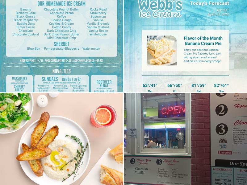 Webb's Ice Cream Menu