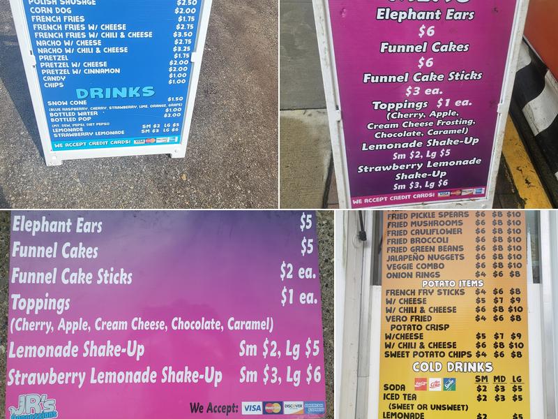 Jr's concession Menu