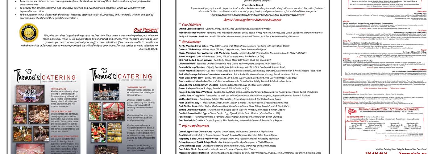 Thomas's Catering Menu