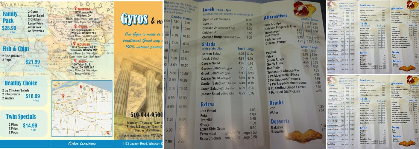 Gyros & Delights Menu