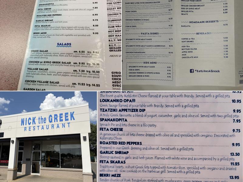 Nick The Greek - Riverside Menu