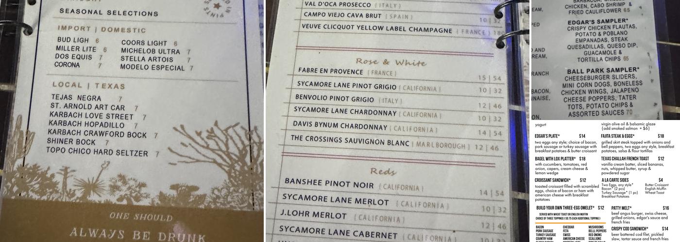 Part & Parcel Menu