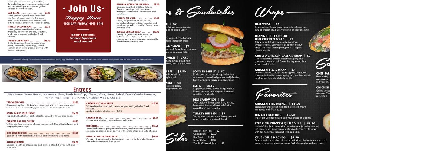 Jimmie Austin OU Clubhouse Grill Menu