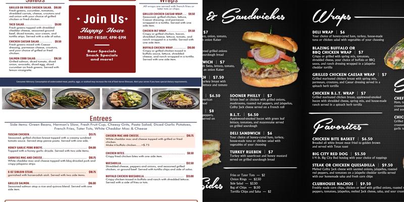 Jimmie Austin OU Clubhouse Grill Menu