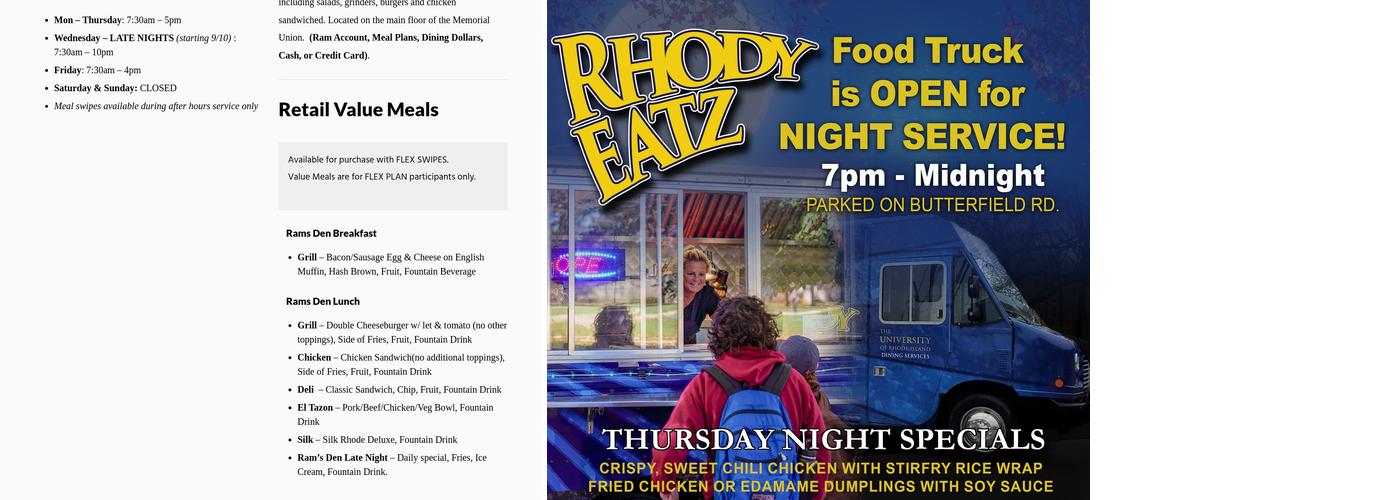 Ram's Den Menu