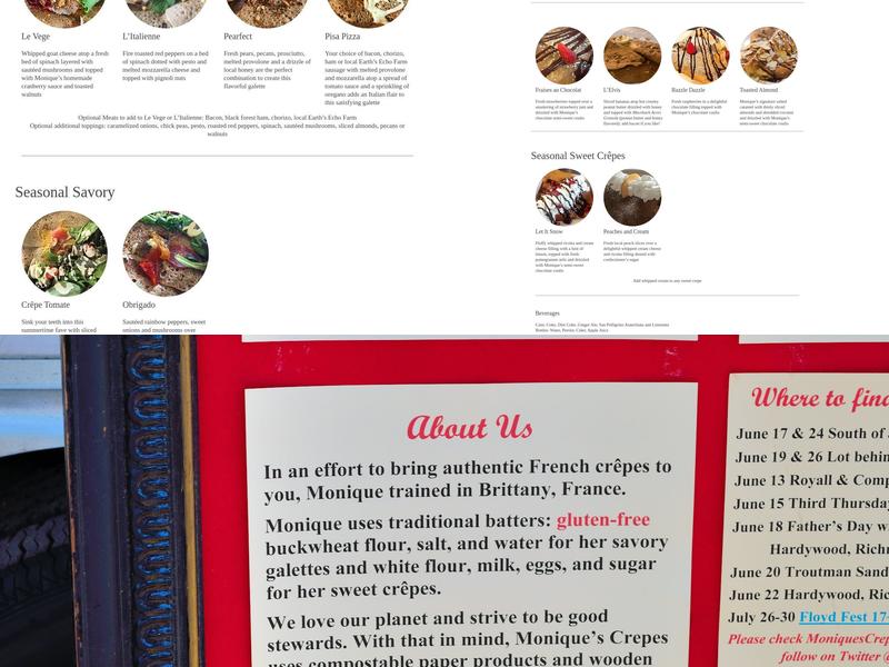 Monique's Crêpes Menu