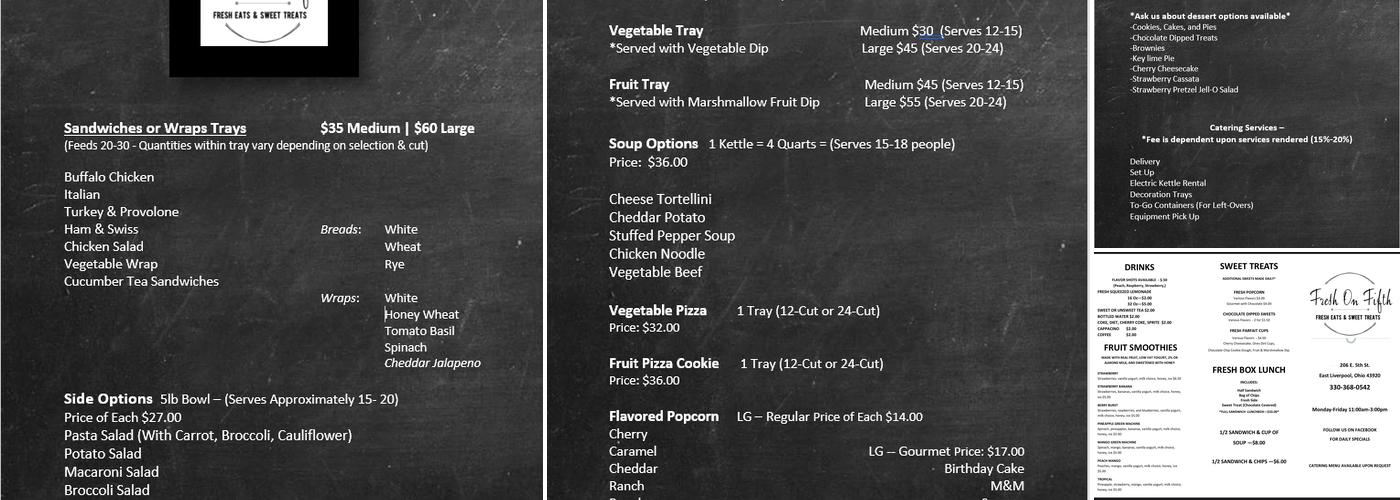 Fresh On Fifth Menu
