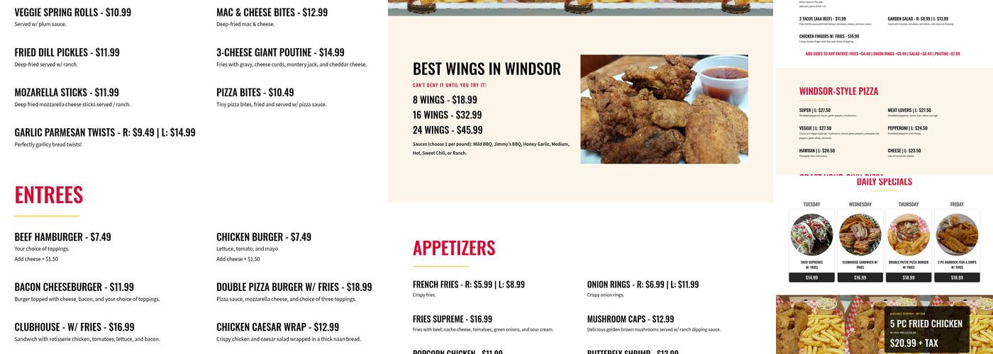 Jimmy G's Kitchen Menu