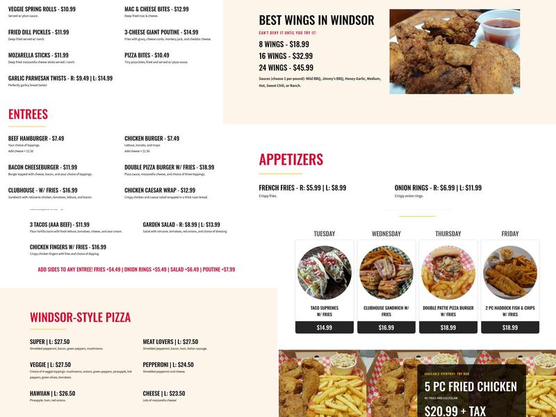 Jimmy G's Kitchen Menu