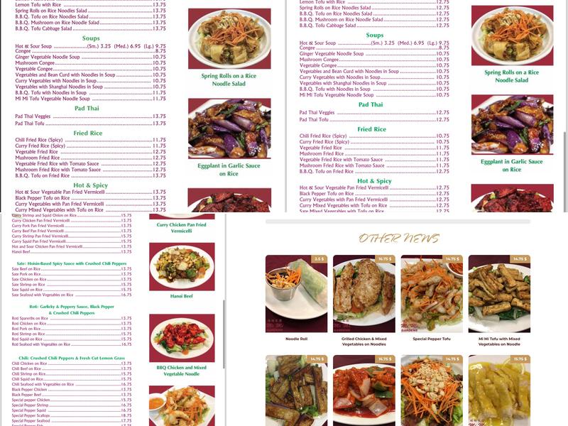 Mimi Gardens Menu