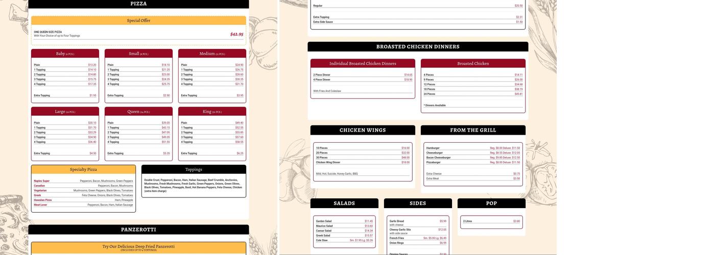 Naples Pizza Menu