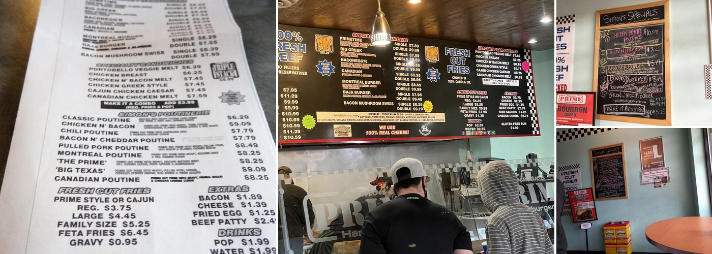 Simon's Prime Hamburger Menu