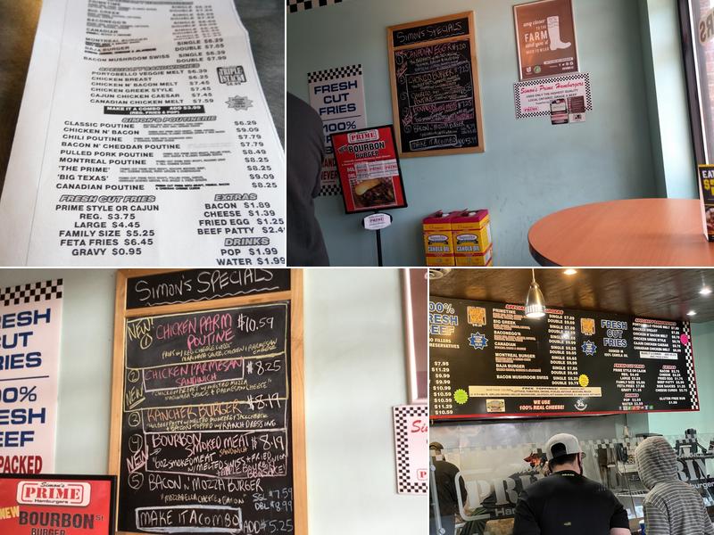 Simon's Prime Hamburger Menu