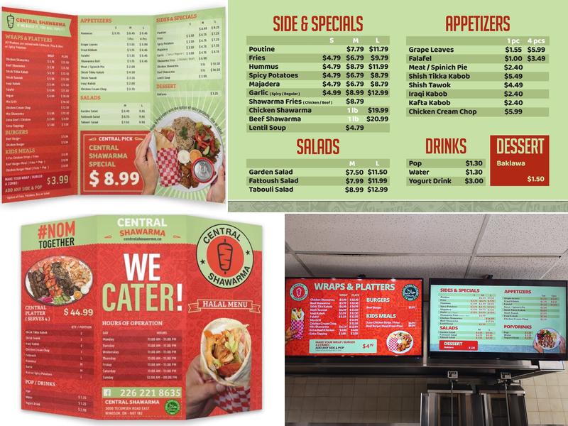 Central Shawarma Menu