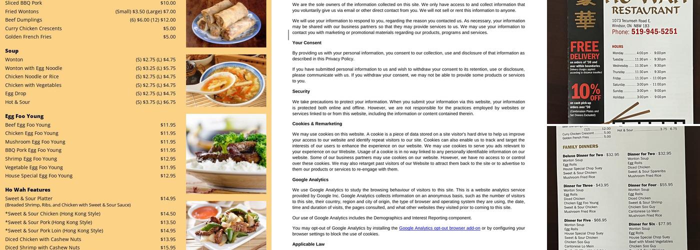 Ho Wah Restaurant Menu