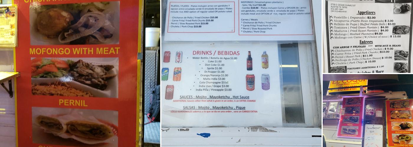 El Coqui Menu
