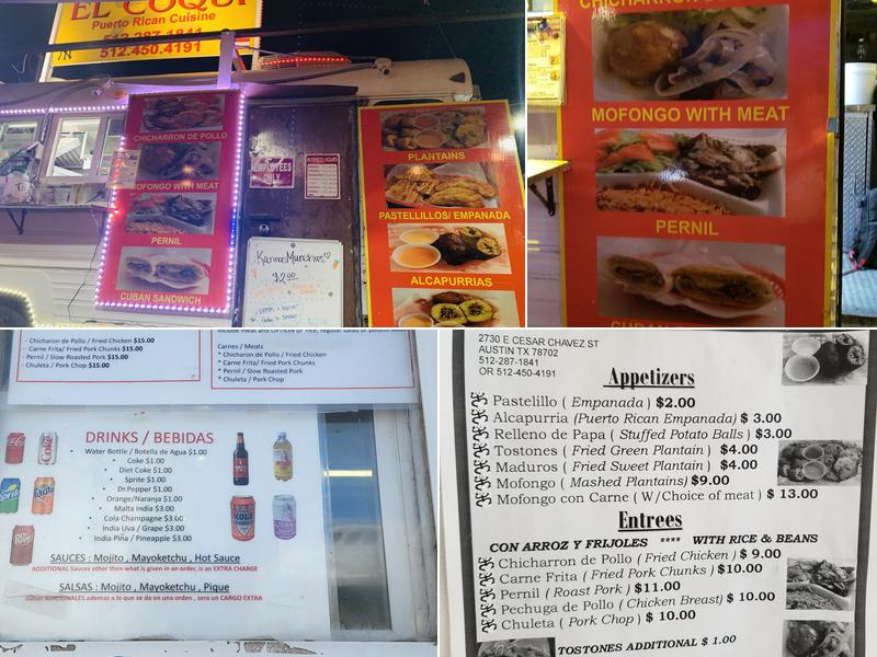 El Coqui Menu