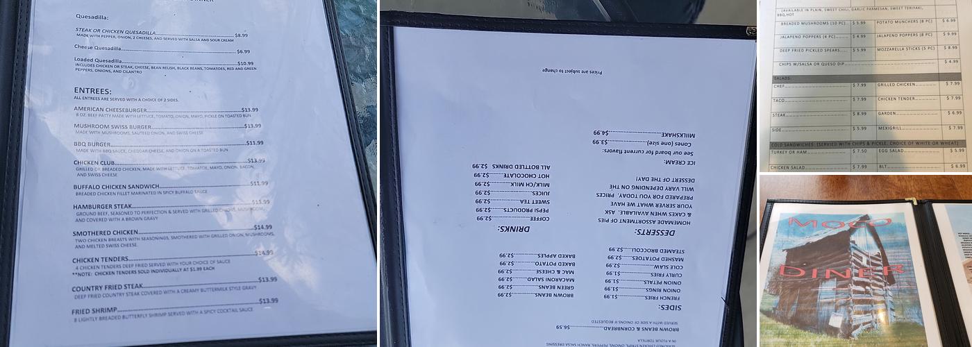 MOCO DINER, LLC Menu