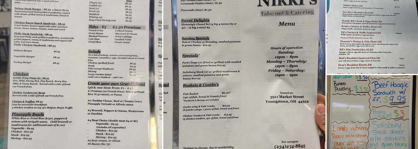 Nikki's Express Menu