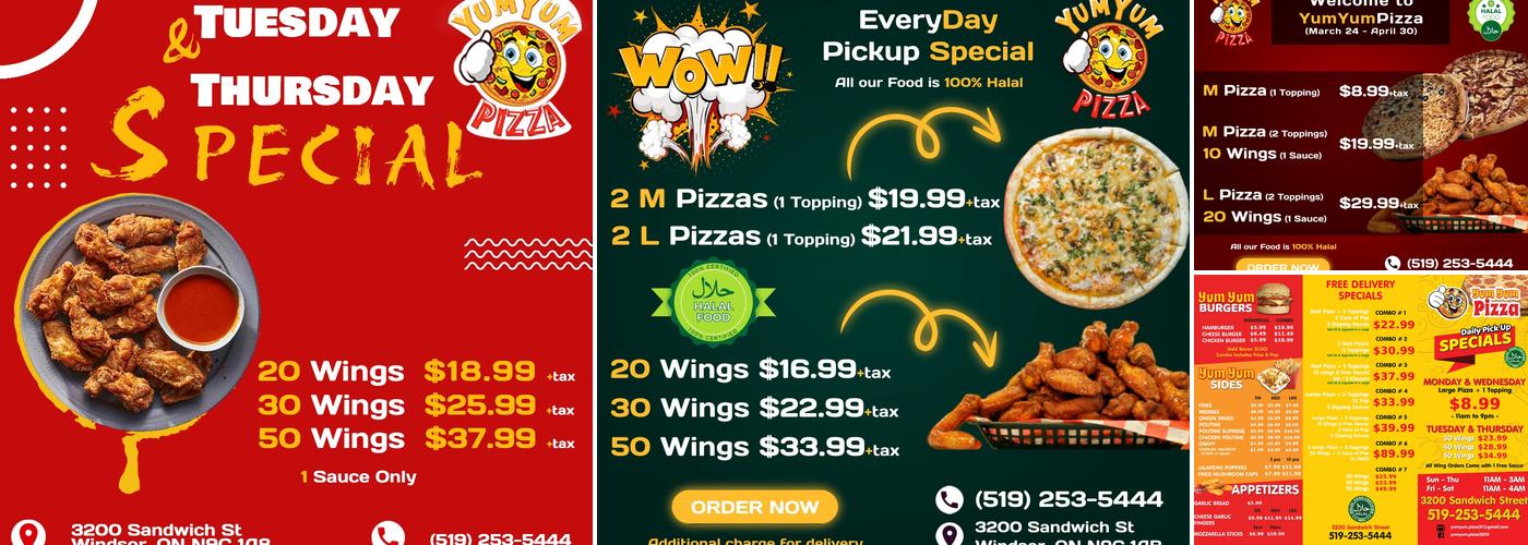 Yum Yum Pizza Menu