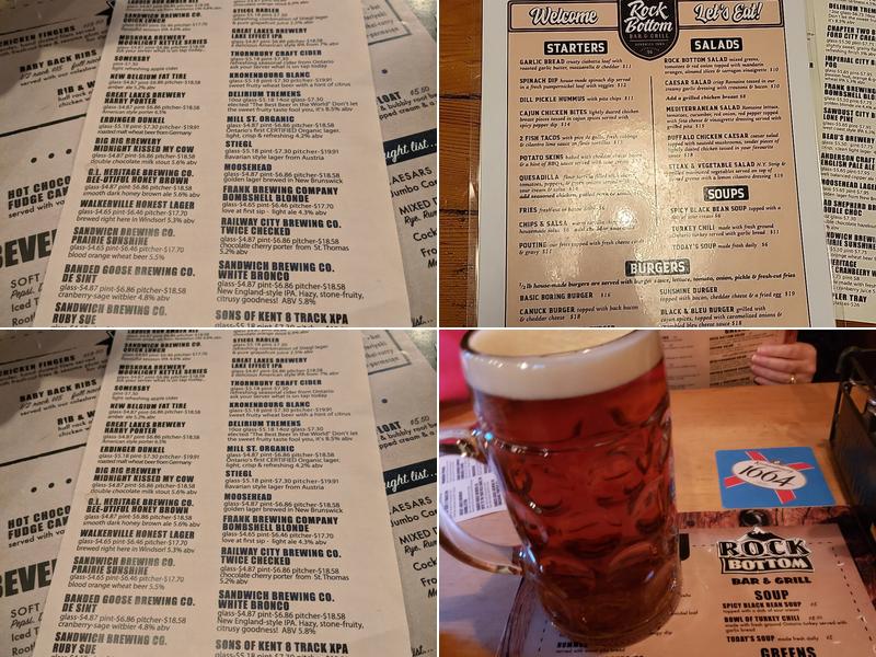 Rock Bottom Bar & Grill Menu