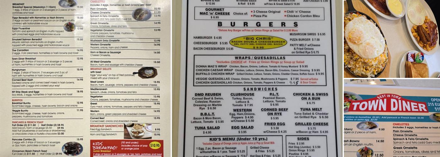 Town Diner Menu