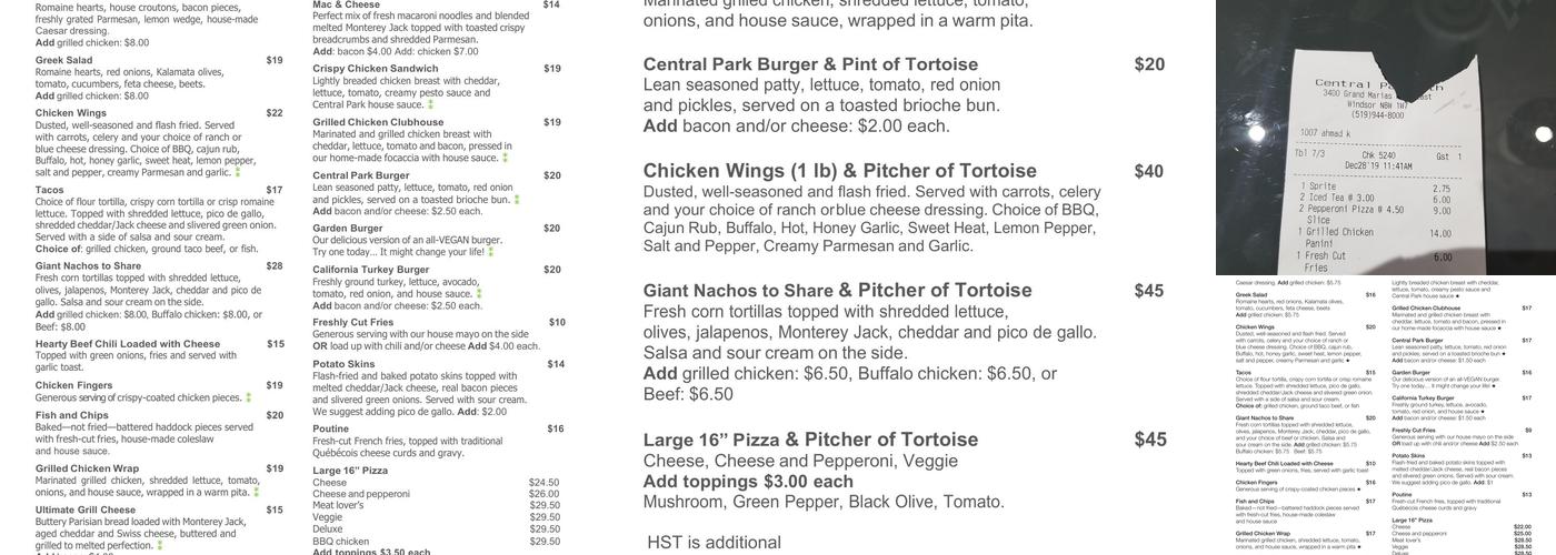 Tortoise + Hare Menu
