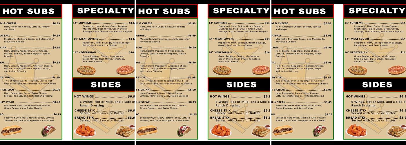 Royal Pizza Menu