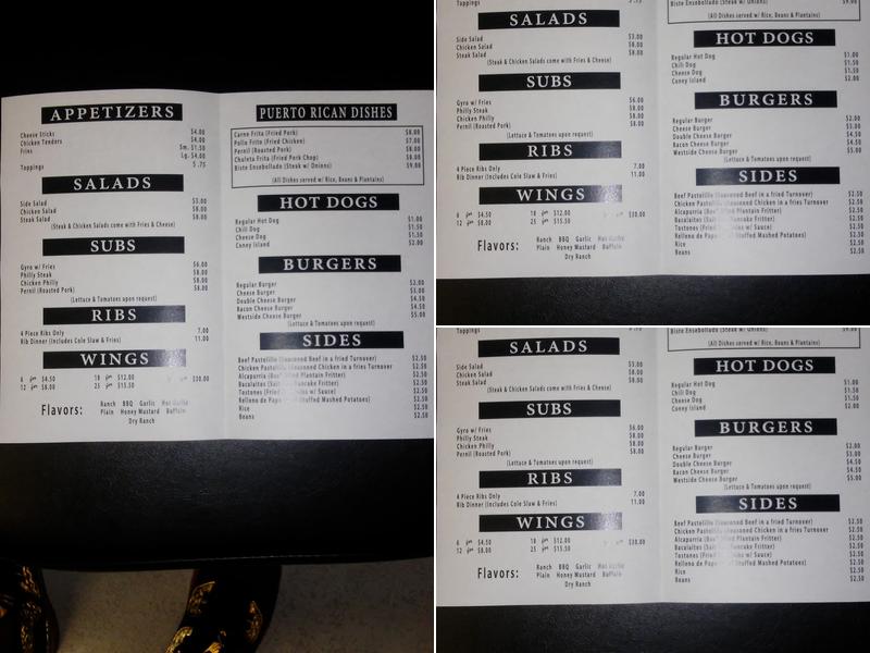 West side grill Menu