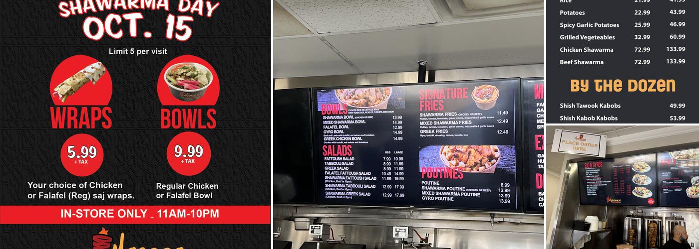 Monaco Shawarma Menu