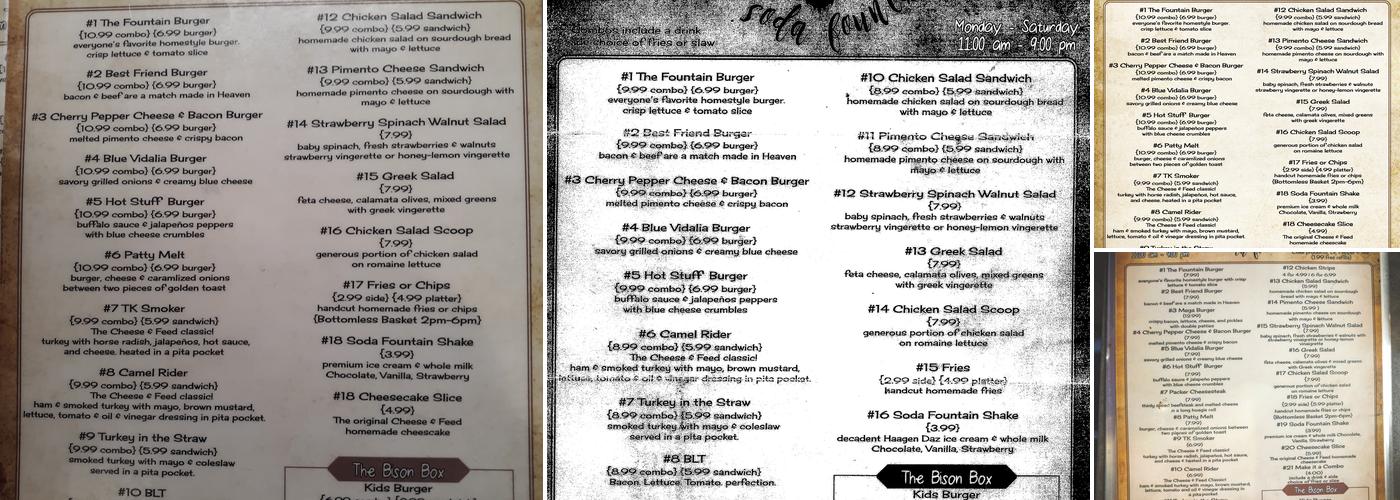 The Soda Fountain Menu