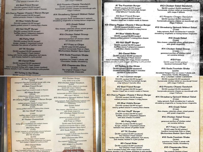The Soda Fountain Menu