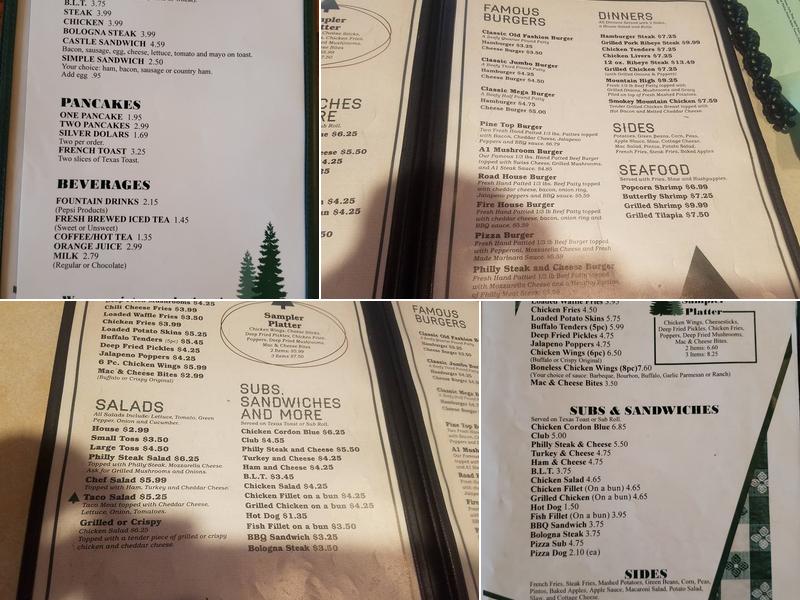 Pine Top Restaurant Menu