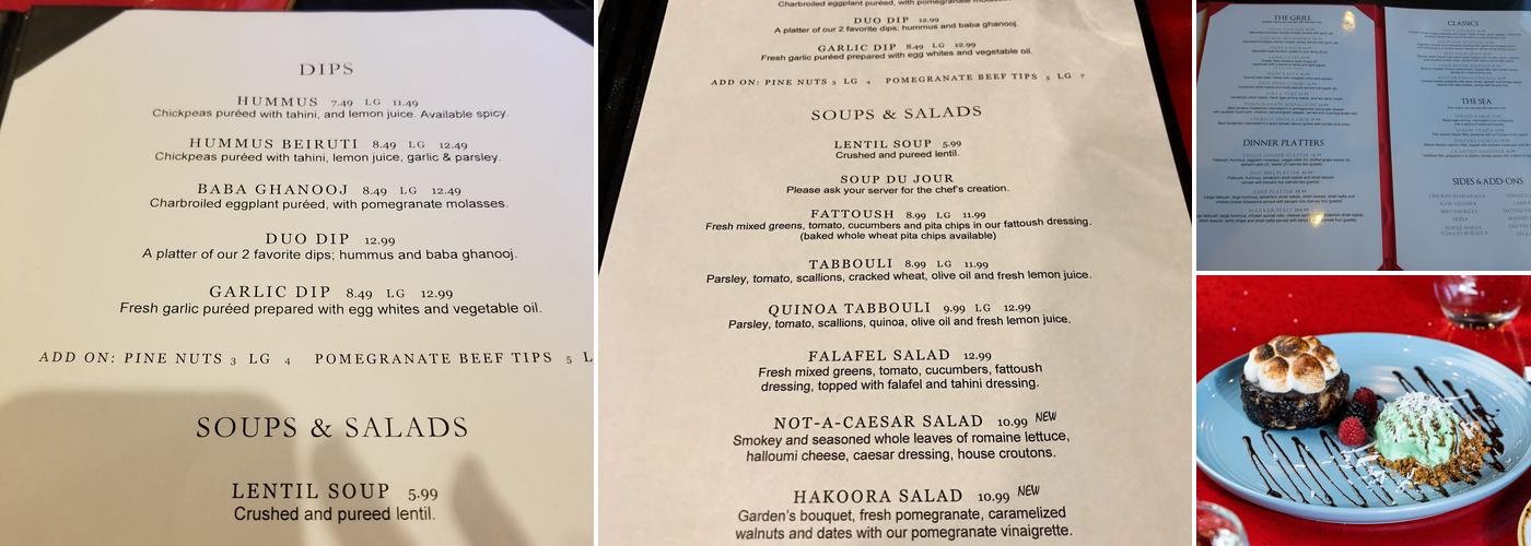 Mazaar Lebanese Cuisine Menu